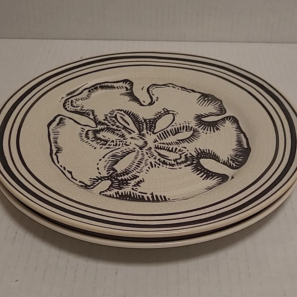 Pair of Vintage Pottery Barn Crackle Seashell Plates